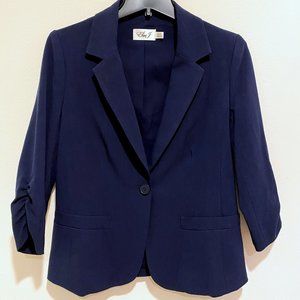 Eliza J by Nordstrom navy ruched sleeve blazer